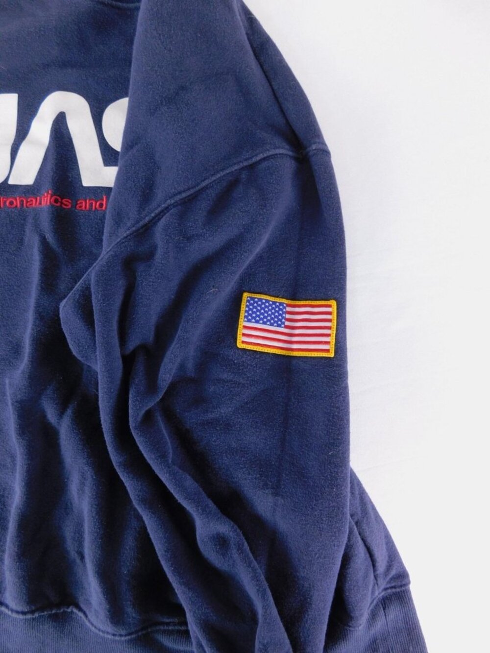 H&M Sweatshirt Mens XL Blue NASA Space Logo USA Flag Fleece Crew Neck Pullover - Picture 4 of 10